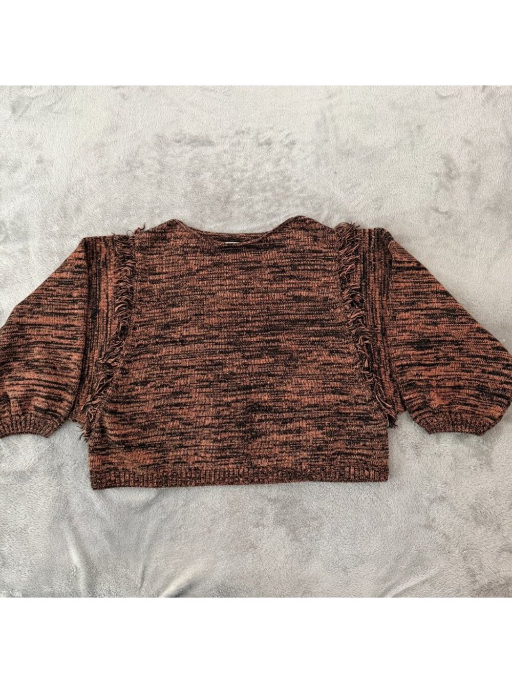 Curator SF Fringe Sweater 100% Cotton XL-2XL Brown Black Ethically Made Peru